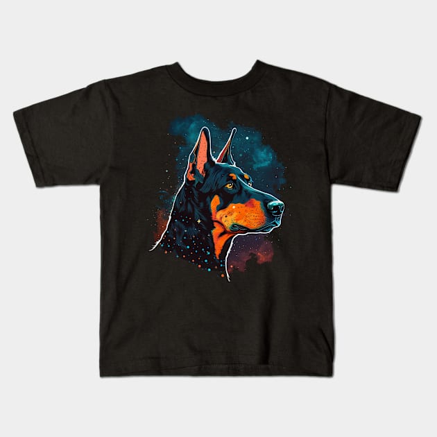 doberman Kids T-Shirt by a cat cooking